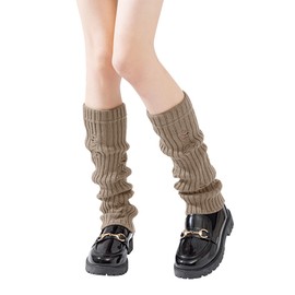 Yawlsow Women's Leg Warmers for Girls Long Leg Cover (Khaki, One Size)