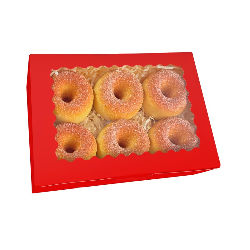Gcardist 15Pcs Red Cookie Box with Window 22.9x15.2x6.4cm Pastry Macaron