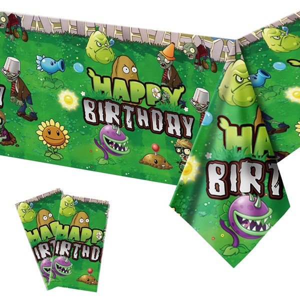 deenor 2Pcs Plants Zombies Tablecloth Disposable Tablecover Birthday Party Supplies