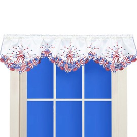 Simhomsen Embroidered Decorative July 4th Holiday Patriotic Window Valance for American Independence Day, Memorial Day and Veterans Day, W 58 × L 14 Inches (July 4th)