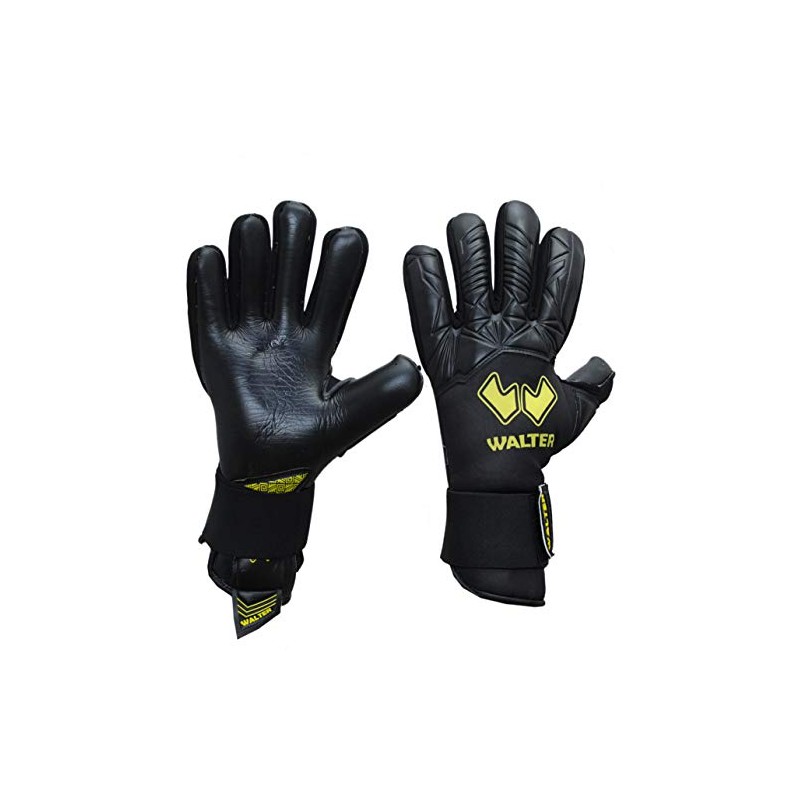Walter Fingers Goalkeeper Gloves, Black/Yellow, 9.5