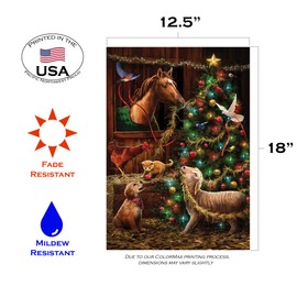Toland Home Garden Christmas Barn 12.5 x 18 Inch Decorative Winter Farm Scene Garden Flag - 1110479
