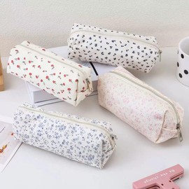 Cute Pencil Case Aesthetic Student Pencil Pouch Coin Pen Pouch Cosmetic Bag Office Stationery Organizer For Kids Teen School (Z-Blue floral)