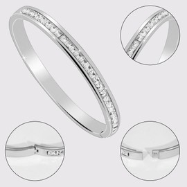MILAKOO 4/6/8 mm Stainless Steel Bangle with Rhinestones Women's Stainless Steel Bracelet for Party, Stainless Steel