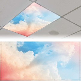 2PCS Fluorescent Light Cover for Ceiling Light Classroom-Cloud Magnetic Light Cover Fluorescent Light Shade Panel,Decorative Film Filter for Reducing Harsh Glare Flicker Home School Office Decorations