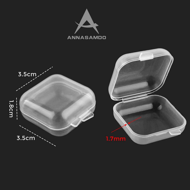 ANNASAMDO Pack of 40 Storage Boxes with Lid, Small, Plastic