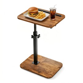Relahous 360° Swivel TV Tray Table with 0-90° Tilt Top, Height Adjustable C Shaped Side Table for Small Spaces, Sturdy Metal Laptop & Snack Table for Sofa, Bed & Living Room (16" × 12")
