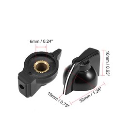 sourcing map 5Pcs 32x19x16mm Plastic Potentiometer Rotary Knob Black,for 6mm Diameter Shaft Guitar Volume Knob Thread Mounting