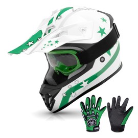 TCMT Youth Dirt Bike Helmet DOT Certified - Kids Full Face Motocross ATV Helmet with Goggles, Gloves and Helmet Bag for Off-Road, BMX, MX, Street Riding