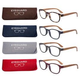 EYEGUARD 4 Pack Reading Glasses Blue Light Blocking Spring Hinge Readers for Women Men Anti Glare Filter Lightweight Computer Eyeglasses