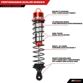 4x Alloy Front Rear Shock Absorber Damper for Arrma 1-8 Outcast Notorious Karton 6S BLX Upgrade Parts (Red)