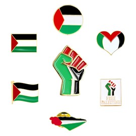 7 Pieces Of Pin Badges, 1 Piece Of Storage Bag, National Brooch, Button Pin, Clothing Pin Accessories, Metal Badge Pin, Flag Pin