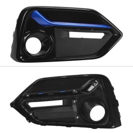 Unbranded FOR 17-21 CIVIC HATCHBACK BLUE TRIM FRONT + REAR BUMPER FOG LIGHT GARNISH COVERS