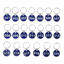 Honbay Metal 1-20 Number Tags Identification Hang Tags Luggage Labels ID Tag with Split Key Ring Numbered Key Rings for Organizing and Sorting (001-020, Blue)