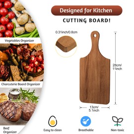 Zubebe 12 Pcs Bulk Wood Cutting Board with Handle Cutting Board for Laser Engraving, 11" x 5" Acacia Serving Trays Charcuterie Trays for Customized Wedding Housewarming Mom Christmas Gift Party Favor