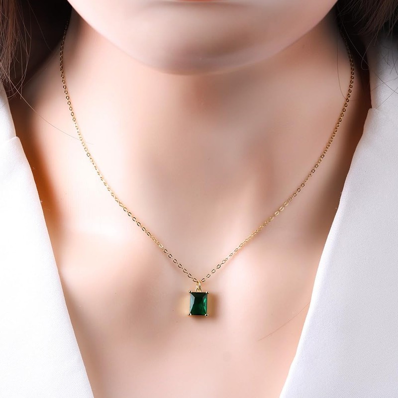 SIMPLÍ BASIC 925 Sterling Silver Emerald Cut Necklace | 8mm