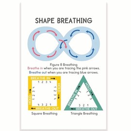 Shape Breathing Classroom Poster - Breathing Exercise Poster - Positive Mental Health - Counselor Therapist Office 12 x 18" - Classroom Decor - Classroom Must Haves - Back To School Decor - CPS0125