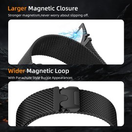 22mm Milanese Magnetic Band Compatible with 47mm Fenix 8/Fenix 6 / Fenix 5 / Fenix 7,22MM Quick Fit Release Steel Mesh Loop Bands for Fenix 6 Pro/Sapphire,Instinct, EPIX 2,Approach S62/S60 (Black, 22mm)