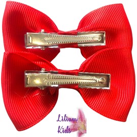 Light Blue Hair Bows Clips Slides Grips 2.7" inch Soft Ribbon Small Straight School Hairbows for Girls 10pcs