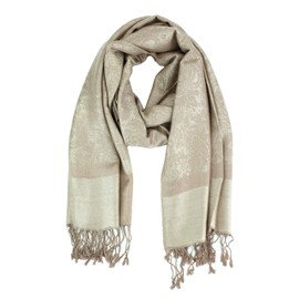 PASKMLNA Paisley Jacquard Pashmina Chal Wrap Bufanda Estola, Beige-.taupe018129, L