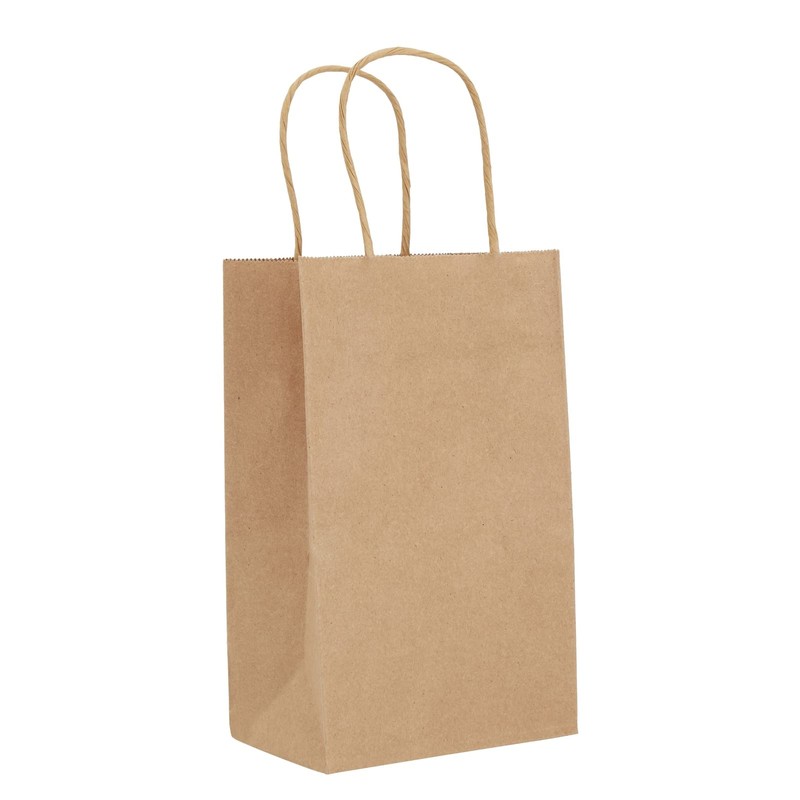 Juvale Mini Gift Bags with Handles - Brown Paper Party
