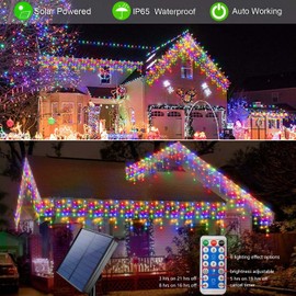 Homeleo Multi-Color Outdoor LED Icicle Lights, 14.5Ft with 160 LEDs - For Christmas Decor