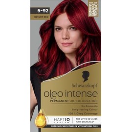Schwarzkopf Oleo Intense Permanent Oil Colouration 5-92 Bright Red, Ammonia Free Hair Dye, 100% Grey Coverage, Intense, Long-lasting Colour, Supreme Care Complex with Natural Oils