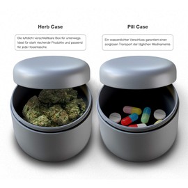JCase Sturdy Stash Metal Tin, Airtight, Waterproof, Diameter 55 x 46 mm, UV Light Protected Box for Pills, Herbs and Spices