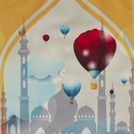 Modefa Turkish Islamic Prayer Rug - Thin Praying Carpet for Boys and Girls - Small Child Size Muslim Prayer Mat for Young Kids - Ramadan or Eid Gift - Fun Digital Print (Masjid Fields)