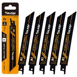 TOLESA Heavy Metal Cutting Reciprocating Saw Blades 150mm 14TPI Sawzall Blades for Metal Pipe, Sheet Metal, Rebar, Bi-Metal Sabre Saw Blades Better Wear Resistance for Metal Cutting 5 Pack