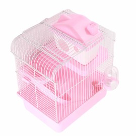 Hamster Cage, Two-Level Ventilation of Hamster Habitat, Large Space for Easy Installation, for Small Pet Hamsters (Pink)