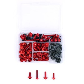 ANCLLO 177PCS Motorcycle Sportbike Complete Fairing Bolts Kit Fastener Clips Screw Nuts-Red