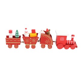 Xmas Wooden Four Section Small Train Xmas Tree Decoration Xmas Themed Toy Gift