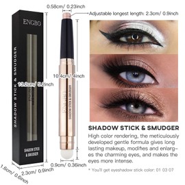 LOKFAR 3 PCS Eye-Shadow Stick Makeup Cosmetics Eye Brightener Stick, Waterproof Rotatable Cream Eye Shadow Pencil Crayon, Glitter Shimmer Eyeshadow Stick with Sponge Brush for Eye Makeup (01#03#07#)