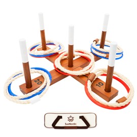 SunNordic Ring Toss Outdoor Game Set, Fun Outdoor Yard Game with Toss Rings & Carrying Bag for All Weather, Ring Toss Yard Game for Kids, Adults & Family
