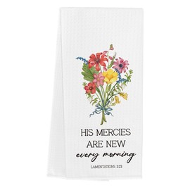 Christian Gifts Kitchen Towels Hostess Housewarming Gifts for Women Men Motivational Quotes Bible Verse Floral Waffle Weave Hand Tea Dish Towels for Bathroom Kitchen Decorative 14 x 23 Inches