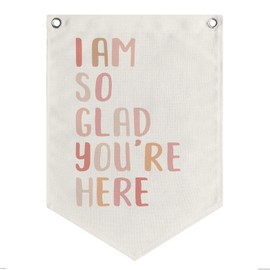 Classroom Canvas Hang Sign, Counselor Office Decor, Pennant Canvas Banner Wall Hanging, School Canvas Flag, Kids Wall Decor, Flag Banner Sign Safe Space Wall Decor (I'm So Glad You Are Here)