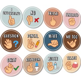 12 PCS Boho Seat Signals Posters Classroom Hand Signals Decors for Teachers Students Visual cues Seat Signal for School Kindergarten Bulletin Board nonverbally Communicate Supply Decoration