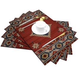 American Placemats Set of 4, Southwest Chevron Placemats Heat Resistant for Dining Table Non-Slip 18x12 Inches Pm-013