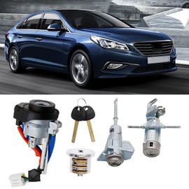 Full Door Lock Ignition Switch Cylinder, Replacement for Hyundai Sonata 2015-2019, Automotive Full Lock Cylinder Kit