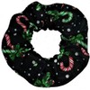 Candy Canes Holly Glitter Christmas Holiday Fabric Hair Scrunchie Ties