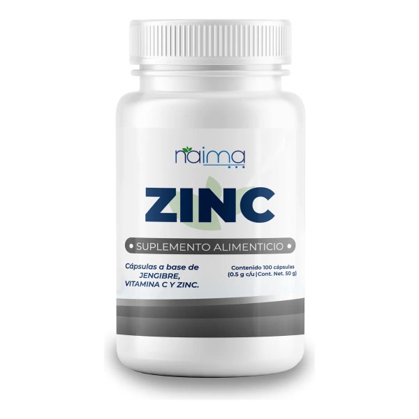 Zinc Con Vitamina C Y Jengibre 500mg - 100 Cáps