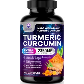 Turmeric Supplement Curcumin 2350mg - with Organic Ginger & Turmeric, BioPerine Black Pepper Extract 95% Curcuminoids - Advanced Absorption Antioxidant & Joint Immune Support - Vegan - 360 Capsules