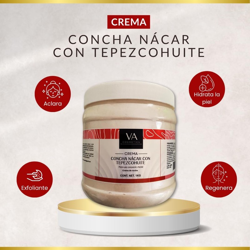 Crema Concha Nacar Con Tepezcohuite Corporal y Facial 1 Kilo