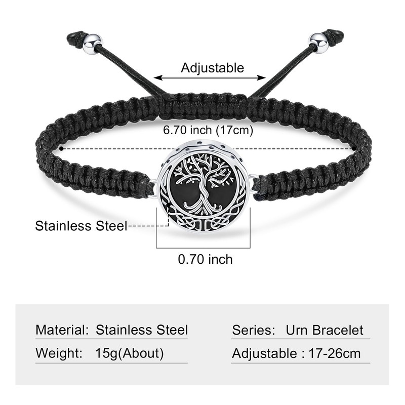 Minicremation Cremation Jewelry Tree of Life Urn Bracelet for Ashes