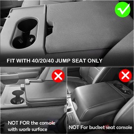 DEYTOP Center Console Cover for Ford F150 2015-2025 Accessories WITH 40/20/40 Jump Seat ONLY Console Armrest Cover for Ford F250 F350 F450 F550 2017-2025 (Black with Red Stitches, 2015-2025 JUMP SEAT)