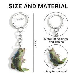 SHTALHST Bass Fish Keychain,Acrylic Fishing Keychain for Anglers Men Women,Fishing Gift for Mother Day Father Day Christmas
