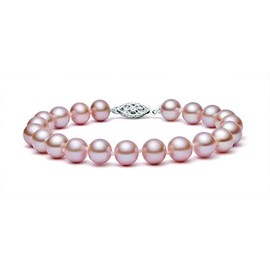Lustrous 7.5-8mm Pink Freshwater Cultured Pearl Bracelet for Women AAAA Quality with Sterling Silver Clasp, 7" - PremiumPearl