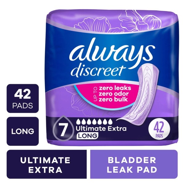 Unbranded Always Discreet Incontinence Pads, Ultimate Extra Protect Absorbency 42