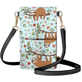 Biyejit Women's Small Crossbody Phone Shoulder Bags Card Holder Purse Touch Screen Bag, Cute Sloth